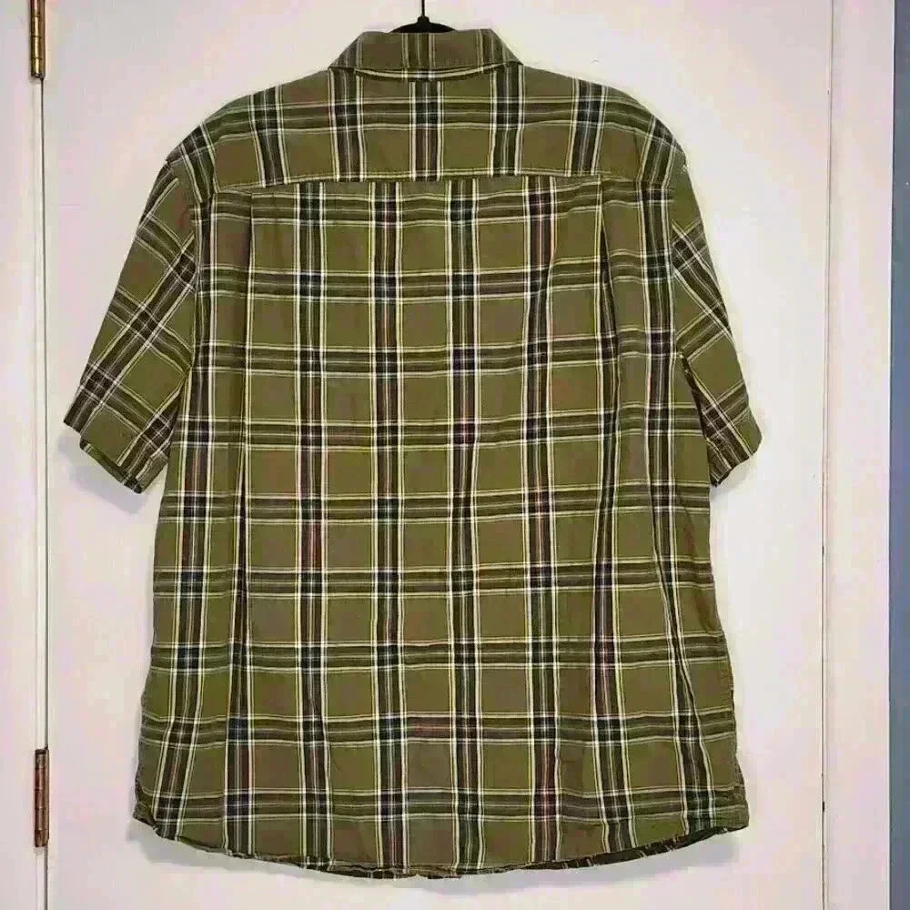 Duluth‎ Trading 40 Grit Men's Short Sleeve Button Down Shirt Size L Green